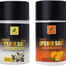 JAINIK | Epsom Salt For Muscle Relief, Relieves Aches Pain | Bath salt for Relaxation | Refreshing Body|Joint Soreness and Tired Muscles | No Color Added 450G (Pack Of 2) (Jasmine- Orange)-picture-26