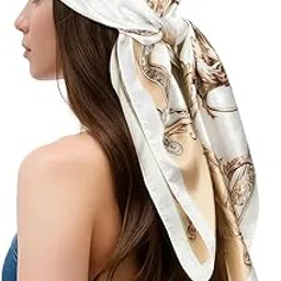 qutipek Silk Head Scarf For Women Stylish - 35 Inches Satin Hair Scarf For Neck Paisley Print Bandana Headscarf For Girls Daily Use-picture-47