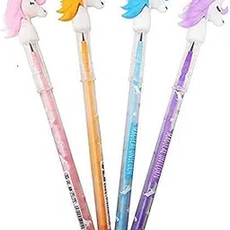 Peeplvalue Pack of 4 Unicorn Colorful Pencils for Girls with Rubber Unicorn Tops, Multi-Color, Party Favor, Birthday Return Gift for All Age Group-picture-28
