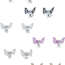 Melbees by Yellow Chimes Hair Clips for Girls Kids Hair Accessories for Girls Hair Claw Clips for Girls Kids Multicolor Glittering Butterfly Claw Clip 12 Pcs Mini Hair Claw Clips for Girls Kids Clutchers for Hair-picture-12