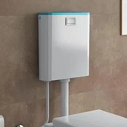 TAXAN Single Flush Tank for Toilet - 8 LTR Water Capacity – Polypropylene Smart PVC Slim Cistern - Wall Mounted, Push Button Front Flushing Tank and Air Freshner with Complete Set (Blue & White)-picture-13