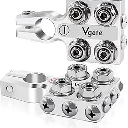Vgate 12-Way AGM Post Terminal Ends, Battery Terminal Connector Clamps, 8AWG up to 4/0(XL) AWG Gauge, Positive & Negative for SAE/DIN/EN Tapered Top Post-image-45