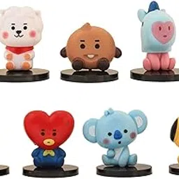 Set of 7 Kpop BTS Tiny Tans BT21 Action Figure Set Or Cake Topper Decoration Merchandise Showpiece for BTS Army to Keep in Office Desk Table Gift Kpop Lovers Toys D6 Multicolor-image-43