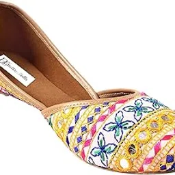 bellie bella Women Punjabi Jutti & Mojari's (White-Multi, Numeric_9)-picture-26
