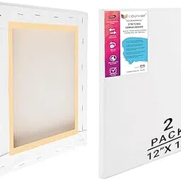 Eduway® 12x16 inches Pre Stretched Medium Grain 7Oz Primed Cotton Painting Canvas with Wooden Frame for Beginners & Artist | Suitable with Acrylic, Oil, Water Colours- (Set of 2)-picture-55