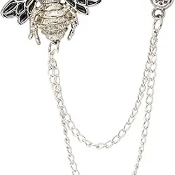 knighthood Bee with Hanging Chain Brooch Lapel Pin (Silver)-picture-17