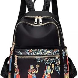 qblyn Ethnic Style Waterproof Oxford Backpack Ladies Travel Canvas Bag Large Capacity Nylon Student School Bag Laptop Bag, Girls Printing School Backpack Waterproof Travel Ladies Bags-picture-6