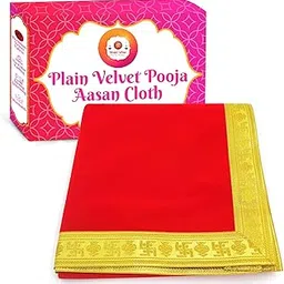 Bhakti Lehar (Size: 1/2 Meter) Big Large Plain Velvet Pooja Aasan Cloth/Chowki Aasan Kapda Mat for Puja Table, Puja Home Mandir and Temple (0.5 Meter)-image-78