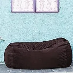 King Comfort 4ft Velvet Bean Bag Cover Without Beans with 1 Year Warranty | Lounge Chair Cover for Home, Office, Bedroom, Hall | Capsule Type Bean Bag, Choclate Brown-image-4