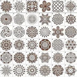 MWOOT 36 Pcs Mandala Dot Painting Stencils, Reusable Drawing Templates for DIY Rock Stone Art, Canvas Wall Decors, Plastic Scale Stencil for Supplies, Beginners (13x13CM)-picture-29