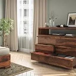 Wood World Solid Sheesham Wood Chest of Drawers for Storage Honey Finish | Free Standing Wooden Chest of Drawers-picture-49