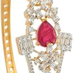 Fashion Jewellery Ruby Rodium-Gold Polished Copper Zircon Locking System Kada, Best for Casual Wear & Special Occasion-image-9
