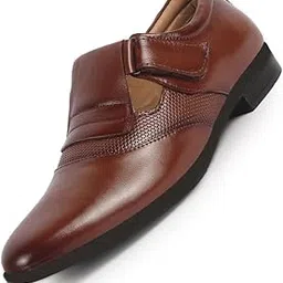 fausto Men Genuine Leather Broad Feet Breathable Slip On Pathani Shoe Style Sandals with Adjustable Strap|Memory Cushion Insole|Formal Office Wear-picture-19