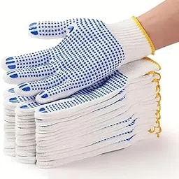 STYLERA White On Blue Dotted Hand Gloves Use for Bike Rider, Construction, Gardening, Assembling General Purpose Use Safety Hand Gloves (WHITE ON BLUE, PACK OF 5 PAIR)-image-39