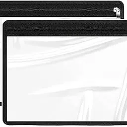 FRENYEAR Transparent Makeup Bags Cosmetic Makeup Bags | Clear PVC with Zipper Pouch Portable Travel Accessories Pouch (32 X 24 CM (Pack of 2), Black) image 1