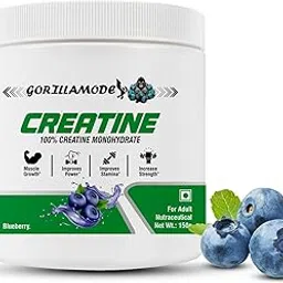 Gorilla Mode Micronized Creatine Monohydrate Powder - Creatine Powder for Muscle Building, Muscle Growth, Increased Strength, Enhanced Energy Output, Gain Lean Muscle and Improved Athletic Performance | Support Workout Recovery – Delicious, Mixes Instantly [50 Servings, Blueberry] Health Supplement-picture-10