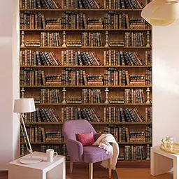 Univocean Wall Stickers Book Shelf (45 x 1000 cm) 3D PVC DIY Self Adhesive Wallpaper, Multicolour-picture-11