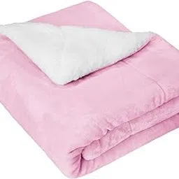 BSB HOME Plain Double Layer Warm and Hot Super Soft Flannel Sherpa Winter Blanket for Born Baby (45 X 60 Inches, Crib Baby Pink) All Season,Skin Friendly,350 TC-image-75