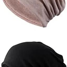 enakshi (label) 2 Pieces Cotton Slouchy Baggy Beanie Chemo Hat Slouchy Cap Khaki+Black|Clothing, Shoes & Accessories | Womens Accessories | Hats-picture-11