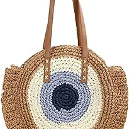 mairo lifestyle Straw Wicker Handmade Boho Summer Beach Round Shoulder Bag-picture-51