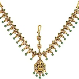 kushal's Fashion Jewellery Ruby-Green Gold Polished Copper Antique Tikka, Best for Bridesmaids, festive season & Special Occasion - 442573-picture-39