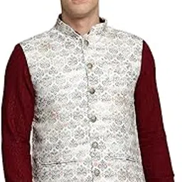 showoffff SHOWOFF Men's Printed Cream Ethnic Nehru Jackets-PR-119_Cream-picture-29