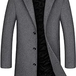 chroes Men's Thicken Diamond Quilted Single Breasted Slim Business Woolen Pea Coat-picture-45
