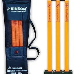 Vinson Senior Heavy Duty Cricket Stumps Set with Zipper Carry Bag for Kids & Adults, Color - Orange & Black, Weight - 750 gm, No Water/Mud Needed to Increase The Weight of The Base.-image-40
