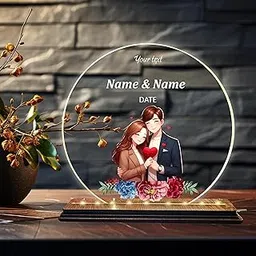 Brown Cloud Acrylic Customized Decorative LED Table Lamp, Gift for Anniversary,Valentine Day, Choose from Four LED colours and many Personalized designs (LED ANN VAL USB WH 15)-picture-40