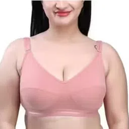 New Latest Comfort and Supportive Classic Design Ladies Non Padded Wire Free Bra OR LINGRIES Dresses Sets Cloths for Plus Size Woman and Girls (in, Cup Band, 40, B, Plus) Pink-image-6