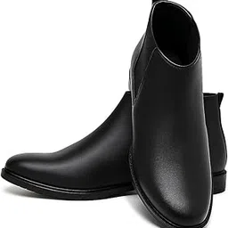 Classic Chelsea Boots, Men's Slip-On Style, Black Leather-picture-19