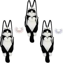calandis ™ Cute Cat Plush Backpack Lifelike Lovey Animals Backpack for Girls Kids Women No Scarf-picture-23