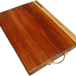 HomChen Premium Teak Wooden Reversible Cutting Board with Stainless Steel Handle | Compact Chopping & Serving Board for Kitchen | Perfect for Fruits,Vegetables & Meat |12 x 9 x 1.3 Inches | Durable.-picture-13