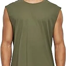 urban classics Mens Open Edge Sleeveless Tee - Olive-picture-26