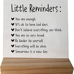 Sarvada Decor Little Reminders You are Enough Desk Plaque Sign with Stand,Dorm Signs for College Girls, Inspirational Signs Decor for Office Dorm Desk,Back to School Gifts for College Students Girls-picture-12