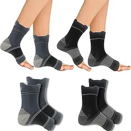 "Ecosync Open Toe Bamboo Cotton Neuropathy Compression Socks - Diabetic Pain Relief, Moisture Wicking, Eco-Friendly, Unisex, Seamless Design, Combo Pack of 2 (Charcoal Trio + Black)"-picture-47