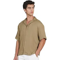 fyltr Men's Half Sleeve Solid Shirt - 100% Cotton | Regular Fit | Camp Collar | Casual Shirts for Men-picture-33