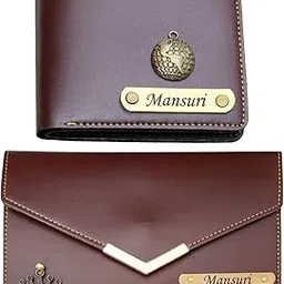 as store Customized Name Wallet for Couples Gift Set Combo with Personalized 12 Font Name and 38 Charm Gift for Your Loved Once - Brown-picture-46
