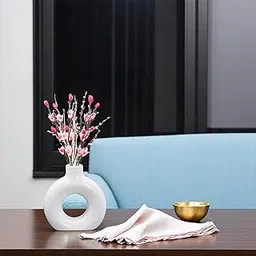 aaBco White Ceramic Donut Vase 4 Inch Modern Flower Vase | Ceramic Vase | Round Shaped Vase | Centerpiece | Home Decor | Office Decor (4 Inch White)-image-71