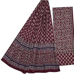 ubk fashion Dress Material suit set Mulmul kurta salwar Dupatta Unstitched Women Jaipuri Block Printed 195 (Red4)-picture-26
