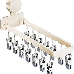 MERISHOPP Bathroom Suction Cup Drying Rack Organizer for Underwear Towels Baby Clothes Milk White-picture-14