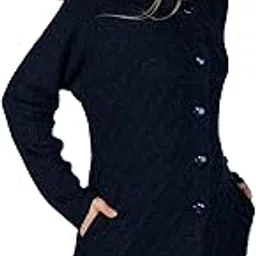 ladywillington Women Woolen Self Long Coat Warm Fabric Cardigan Winter Wear Pure Wool Solid Sweater For Women Rainbow Wool Free Size Cotty With Side Pockets-picture-38