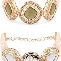 Set Of 2 Gold Tone & Green Multistrand Kundan & Beads Ethnic Bracelet For Women-ZPFK16845-image-15