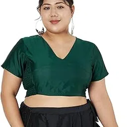 studio rasa Women's Plus Size Silk Blend Stretchable Crop Top for Wedding Festive Party-picture-35