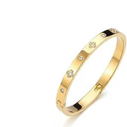 women by ramya Gold Plated Minimal Crystal Studded Bangle Bracelet for Women | Sleek Adjustable Kada Jewellery-picture-16