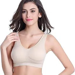 osft Women Air Bra Padded Pack of 1 (Black, Beige, White) | Seamless Wireless Comfort Bra for Gym, Yoga Stretchable Slip-On Sports Bra for Ladies (Size 30 to 36)-picture-27