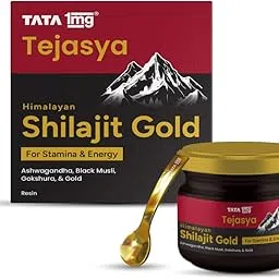 Tata 1mg Tejasya Shilajit Gold Resin – 20g | With Swarna Bhasma, Ashwagandha, Gokshura | Boosts Stamina, Strength & Energy | 250mg/Serving | Helps Improve Focus & Vitality | 80 Servings-picture-46