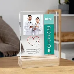 Best Doctor Photo Plaque with Wooden Stand | Personalised Gift for Doctors | Thank You Gift for Medical Professionals | Home Office Table Decor |Appreciation Frame for Doctor DCT_01-image-80