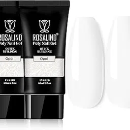 White Poly Extension Gel, ROSALIND 2 PCS 60ml White Poly Nail Gel kit Nail Builder for Opal Nail Art Decoration, Nail Thickening Poly Nail Gel Tube Easy to DIY Use Need UV Lamp-picture-34