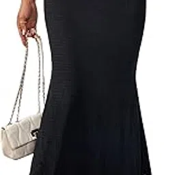 Women's Ruffle Fishtail Maxi Skirt High Waisted Lettuce Trim Elegant Long Skirts-image-5